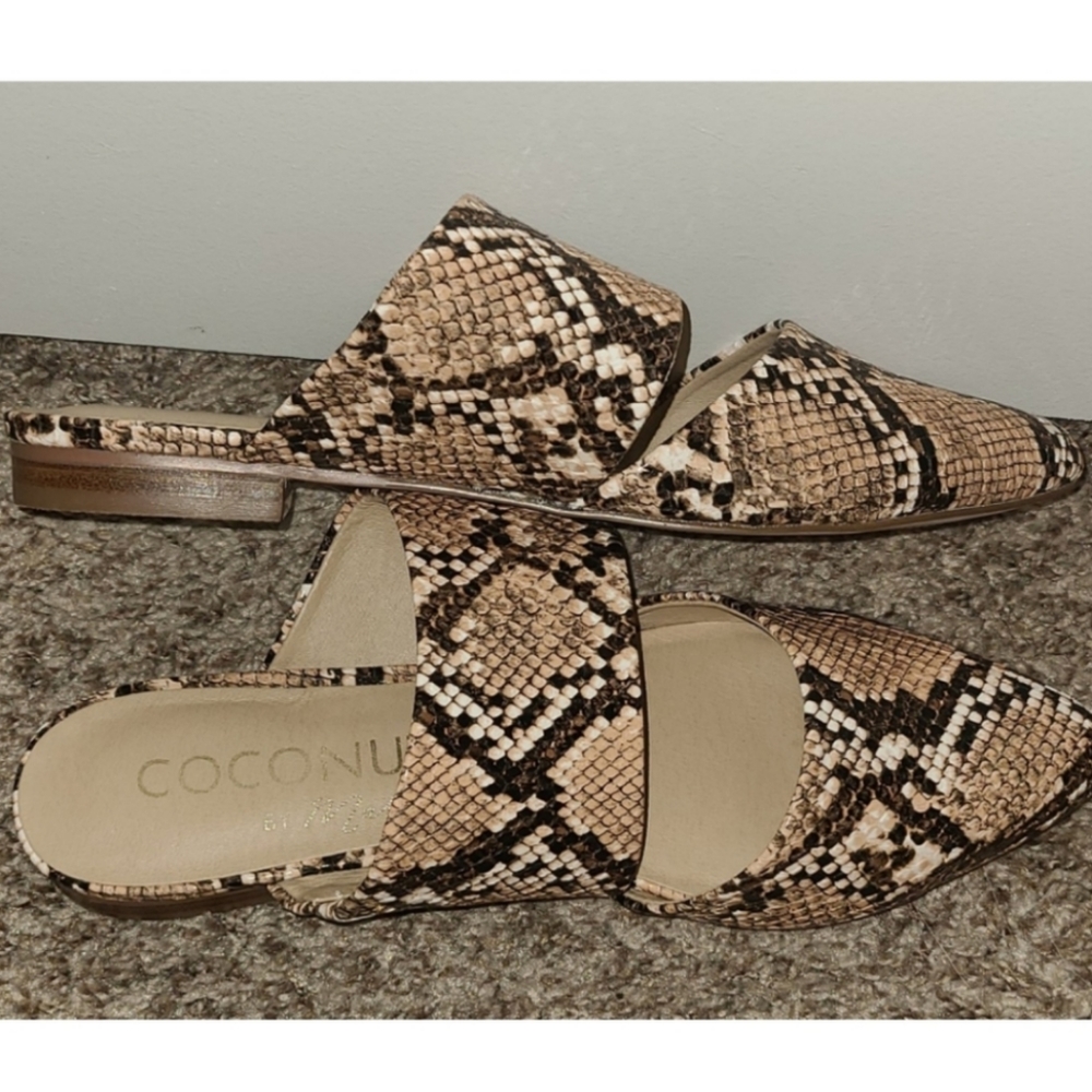 NWOT Mule Snakeskin Slides 6.5 Coconuts by Matisse - Picture 2 of 5